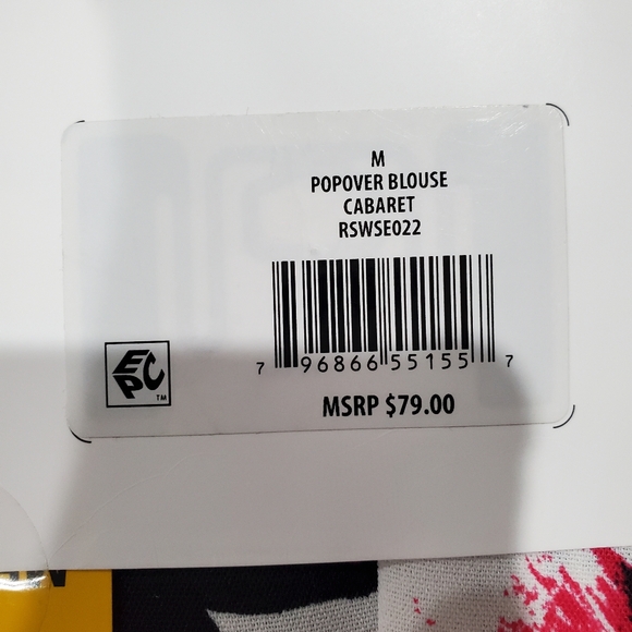 Rafaella Woven Top Relaxed Fit Size M Floral Long Sleeve Pink Black White - Picture 6 of 9